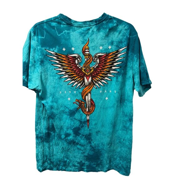 Black Label Affliction t-shirts size XL short sleeve turquoise women tee. - Picture 10 of 12